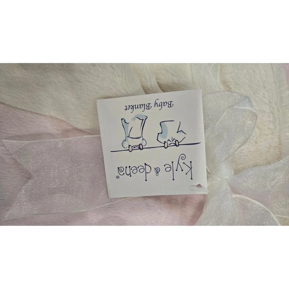 Kyle & Deena Baby Blanket Pink Cream Ballet Slipper Embroidered Plush 30x30 NWT